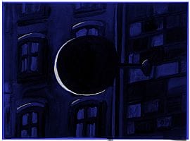 画家・nakabanによるリソグラフ印刷のアートブック「At NIGHT」と真夜中の絵の連作を展示。nakaban個展「At NIGHT」、Calo Bookshop & Cafeにて。