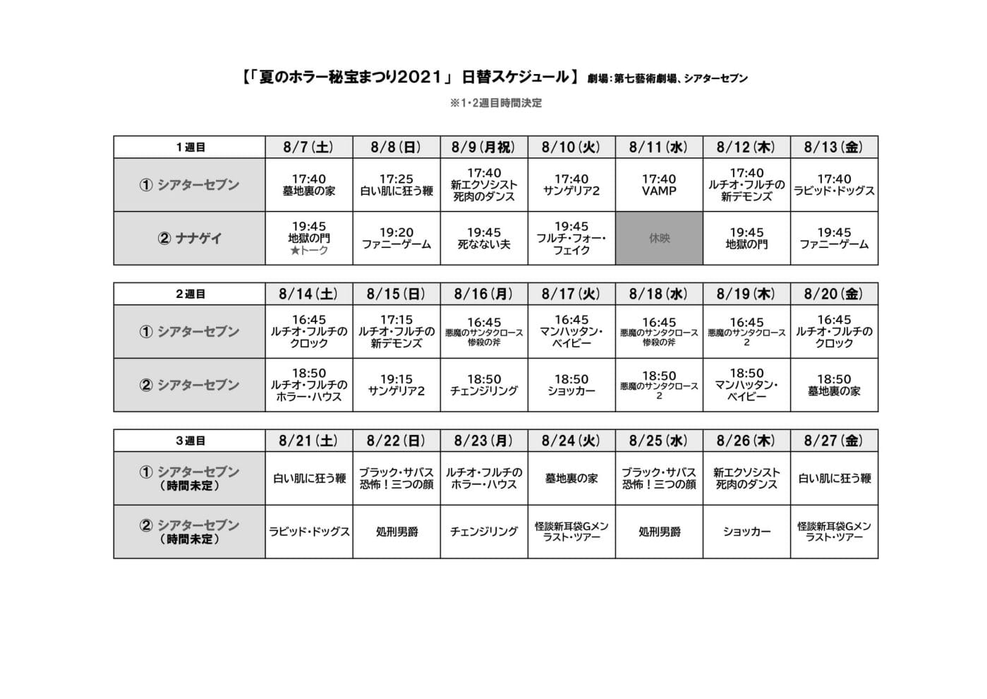 8月7日(土)より「第8回 夏のホラー秘宝まつり 2021」が十三の第七藝術劇場・シアターセブンで開催。巨匠ルチオ・フルチとマリオ・ヴァーバを特集上映。