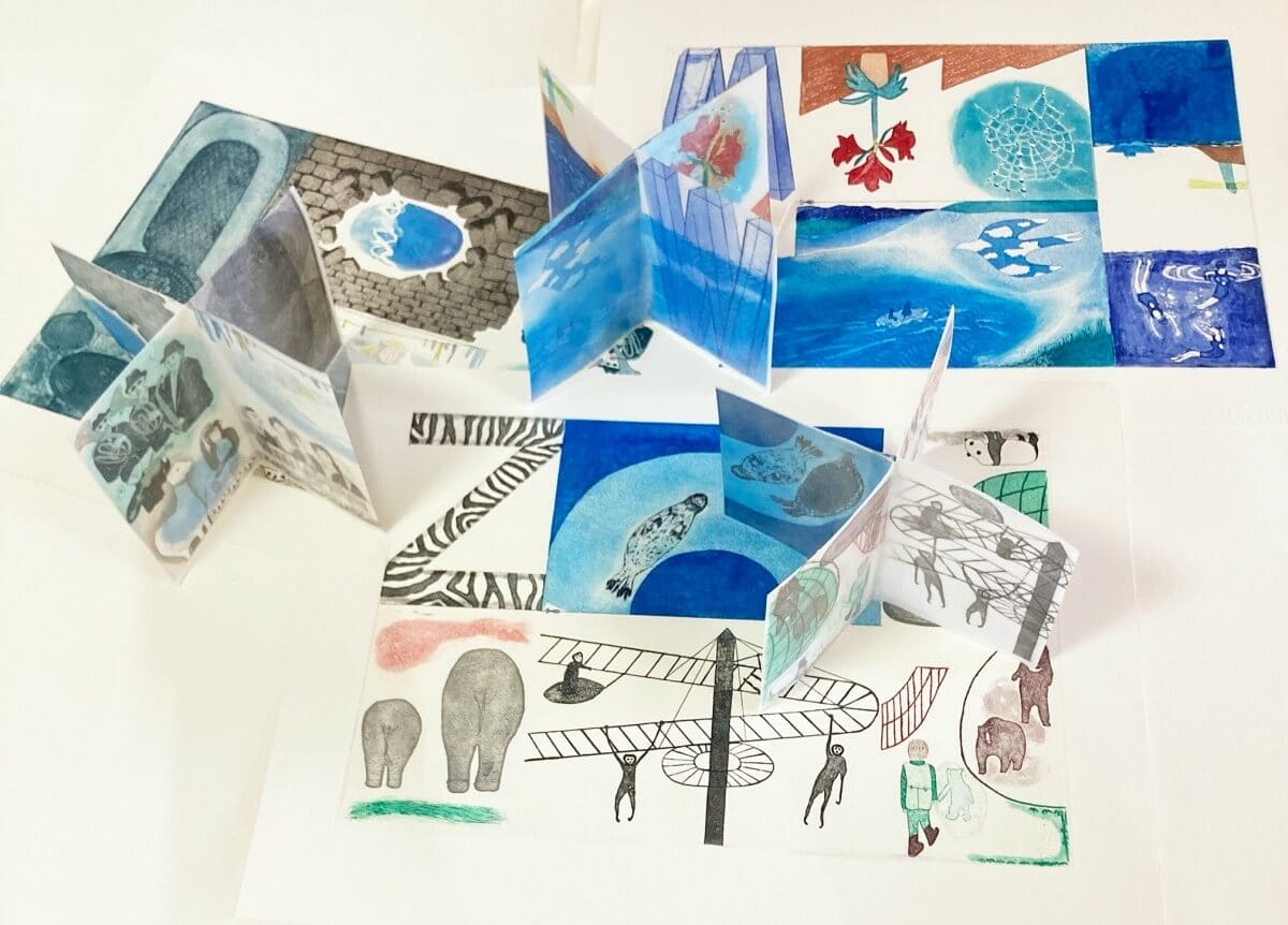 Calo Bookshop & Cafeにて、刑部富美版画展「Alphabet Books ~the final~」。アルファベットの文字から連想したイメージを表現するシリーズの最終回。
