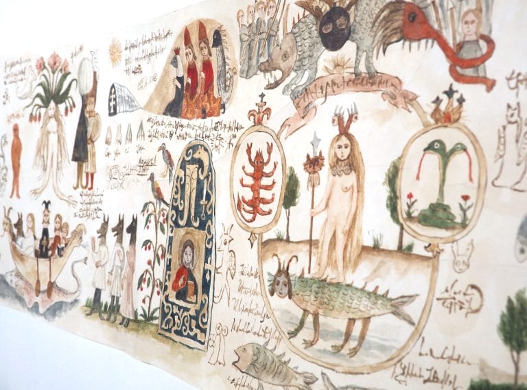 「『アーサー・マンデヴィルの不合理な冒険』網代幸介 原画と絵巻展」が、2月15日(火)よりCalo Bookshop & Cafeにて開催。